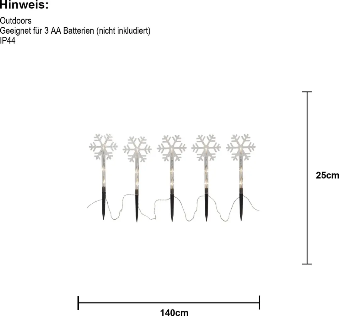 Star Trading Wandy Buitenverlichtingsketting 140cm - 5 LED Warm Wit