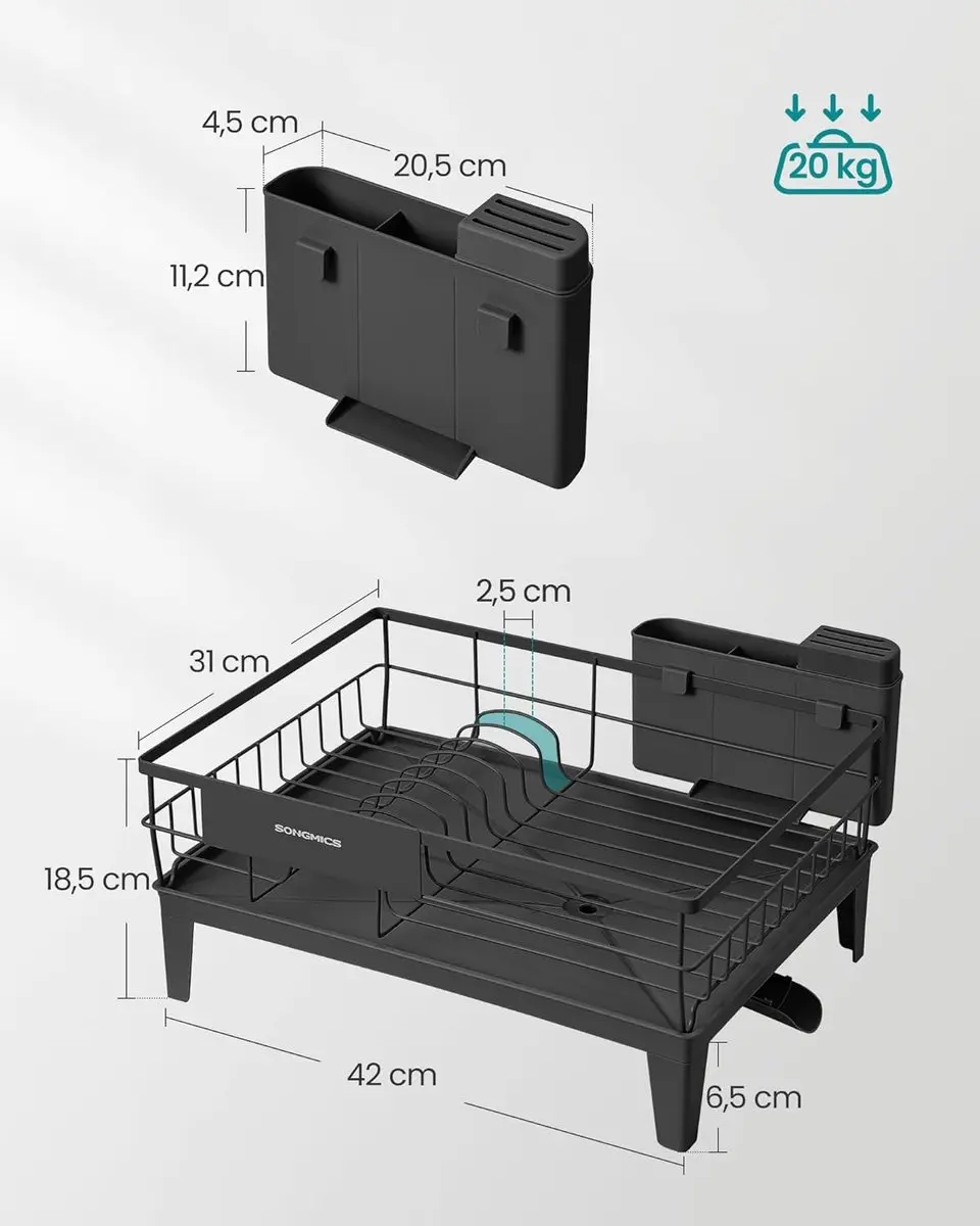Songmics KCS550B01 Afdruiprek 360° Draaibaar - Zwart - afbeelding 4 van 6