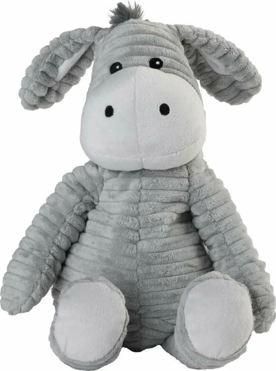 Warmies Ezel Ribstof 21cm Magnetronknuffel - Grijs