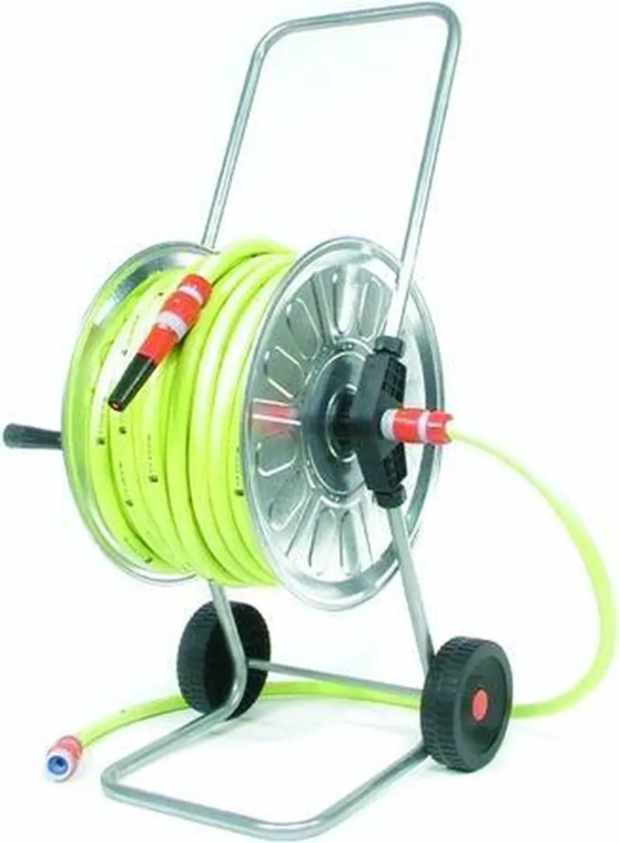 Talen Tools Haspel 50m 1/2" - met gele tuinslang 3/4"