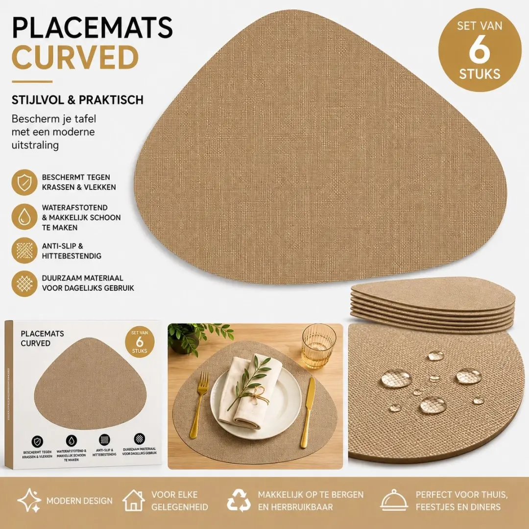 Wicotex Placemats Zak Curved Zand