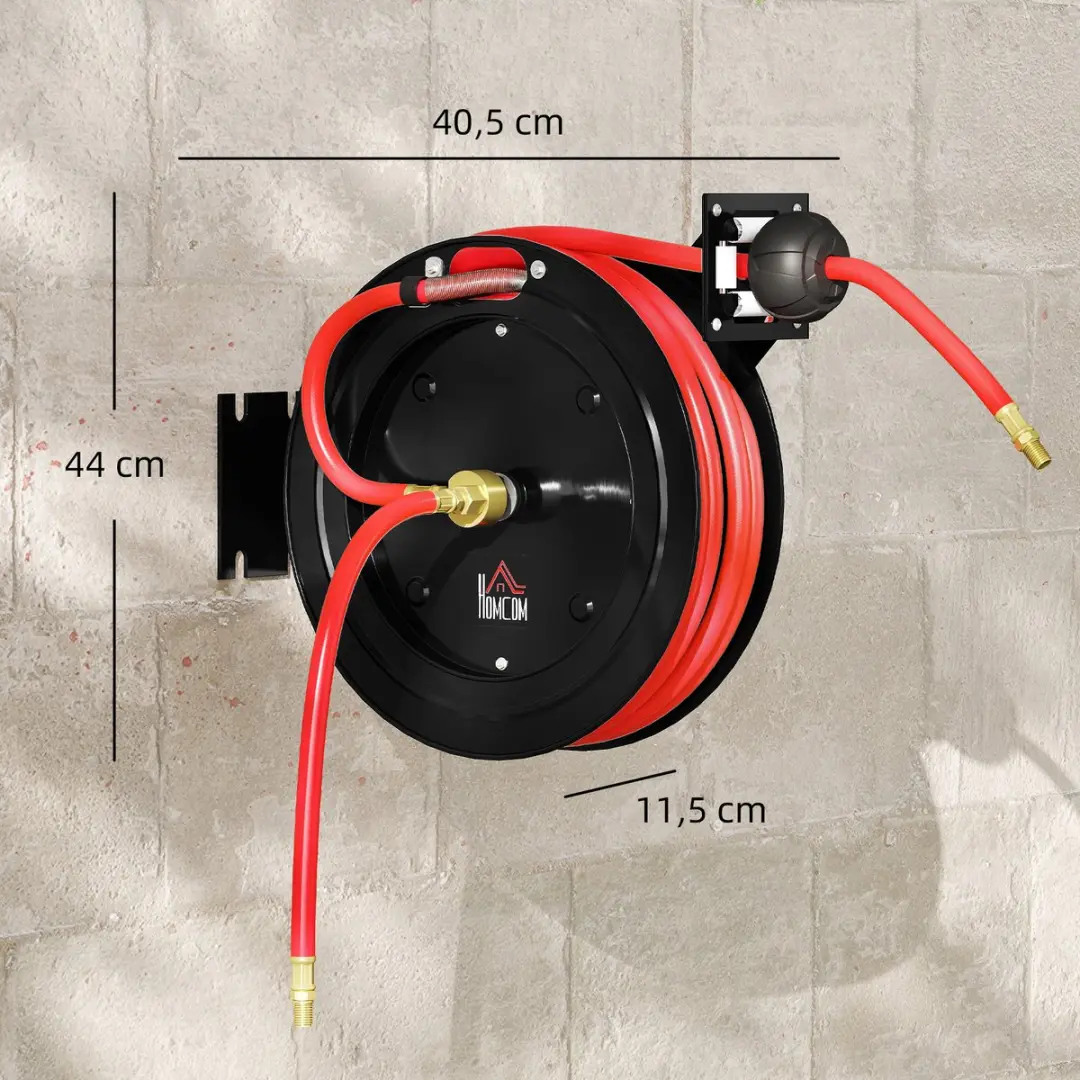 Homcom Tuinslanghaspel 15m - 9,5mm - Zwart/Rood