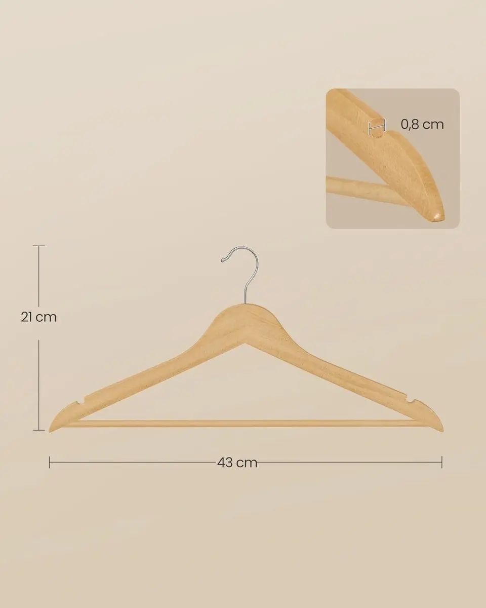Songmics Houten Kledinghangers 30 Stuks - Naturel