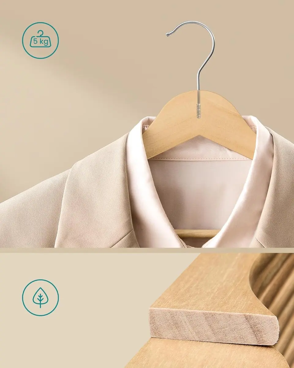 Songmics Houten Kledinghangers 30 Stuks - Naturel
