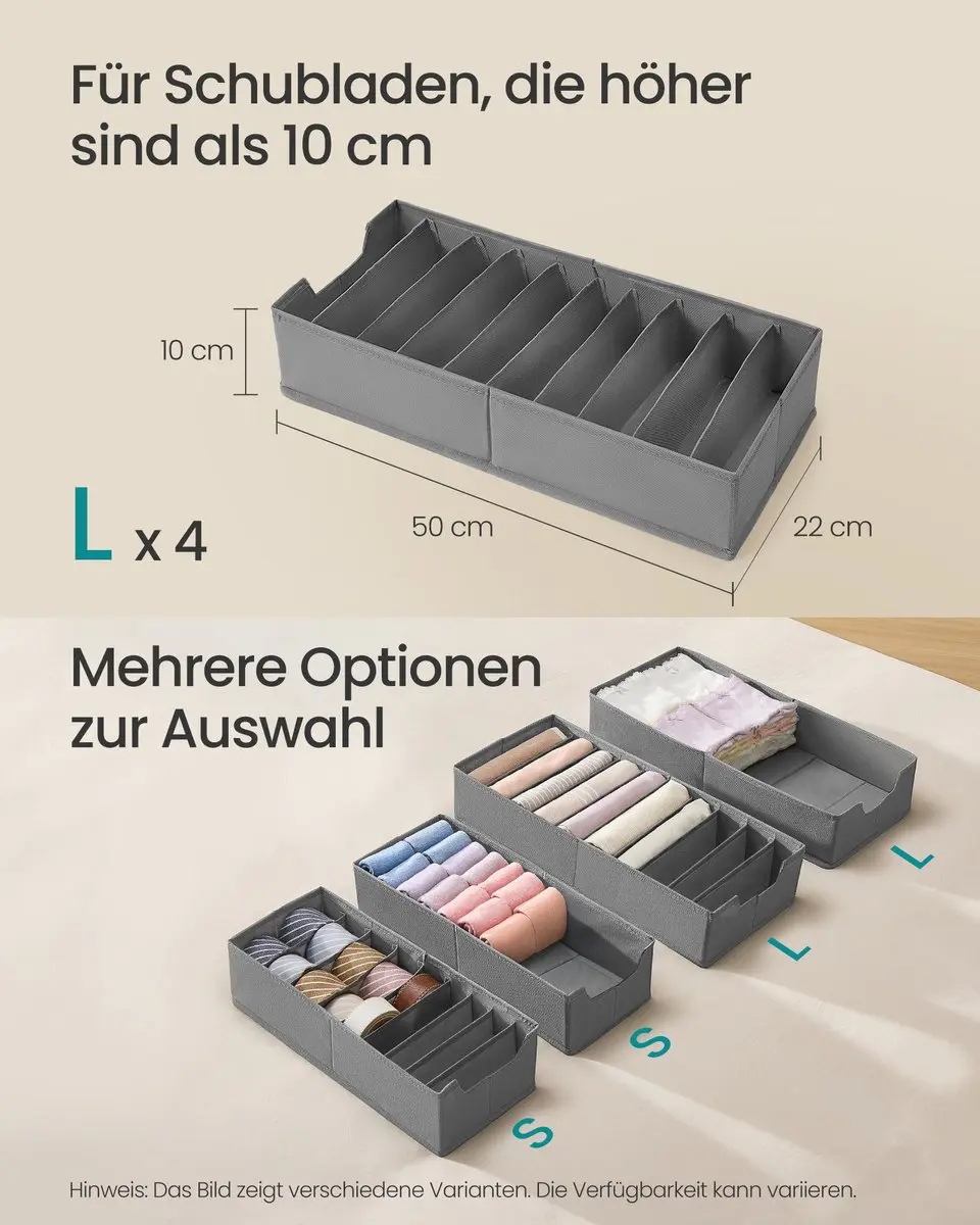 Songmics Ondergoedorganizer Set 4 Stuks - 16 Vakken - Duifgrijs