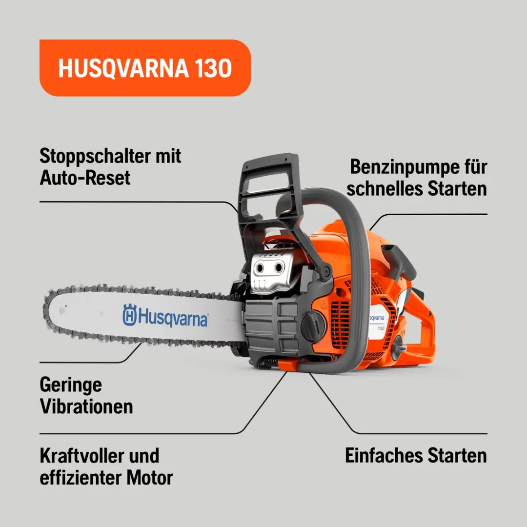 Husqvarna 130 Benzine Kettingzaag 38cc - 35cm Zwaard