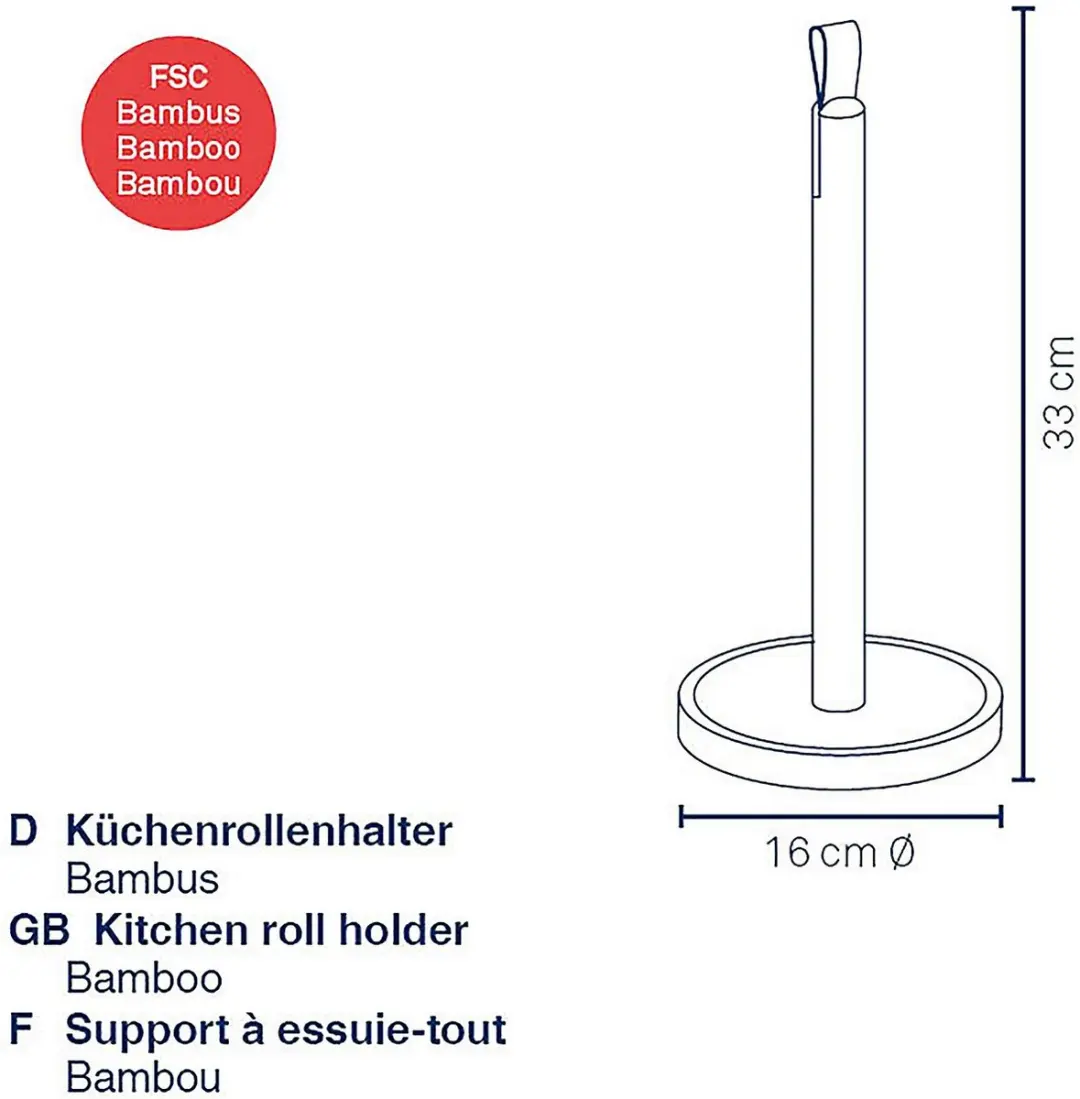 Keukenrolhouder, Bamboe - Kela | Clea
