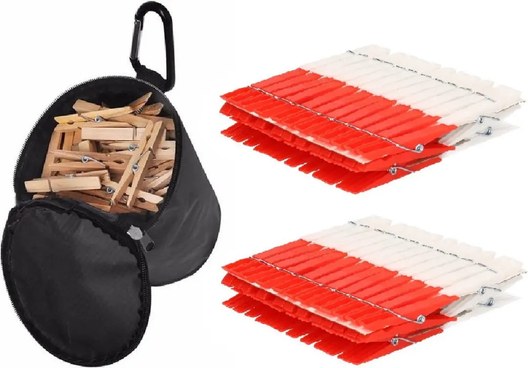 Sorbo Wasknijperszak met Karabijnhaak - 96 Stuks - Multi