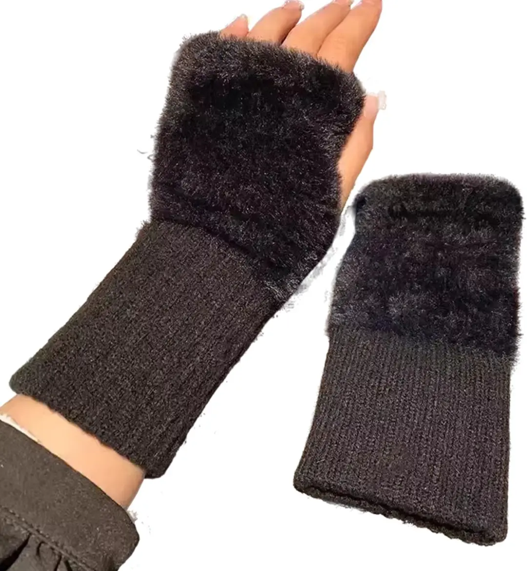 RedParrot Fluffy Handwarmer Royal Handschoen - Zwart