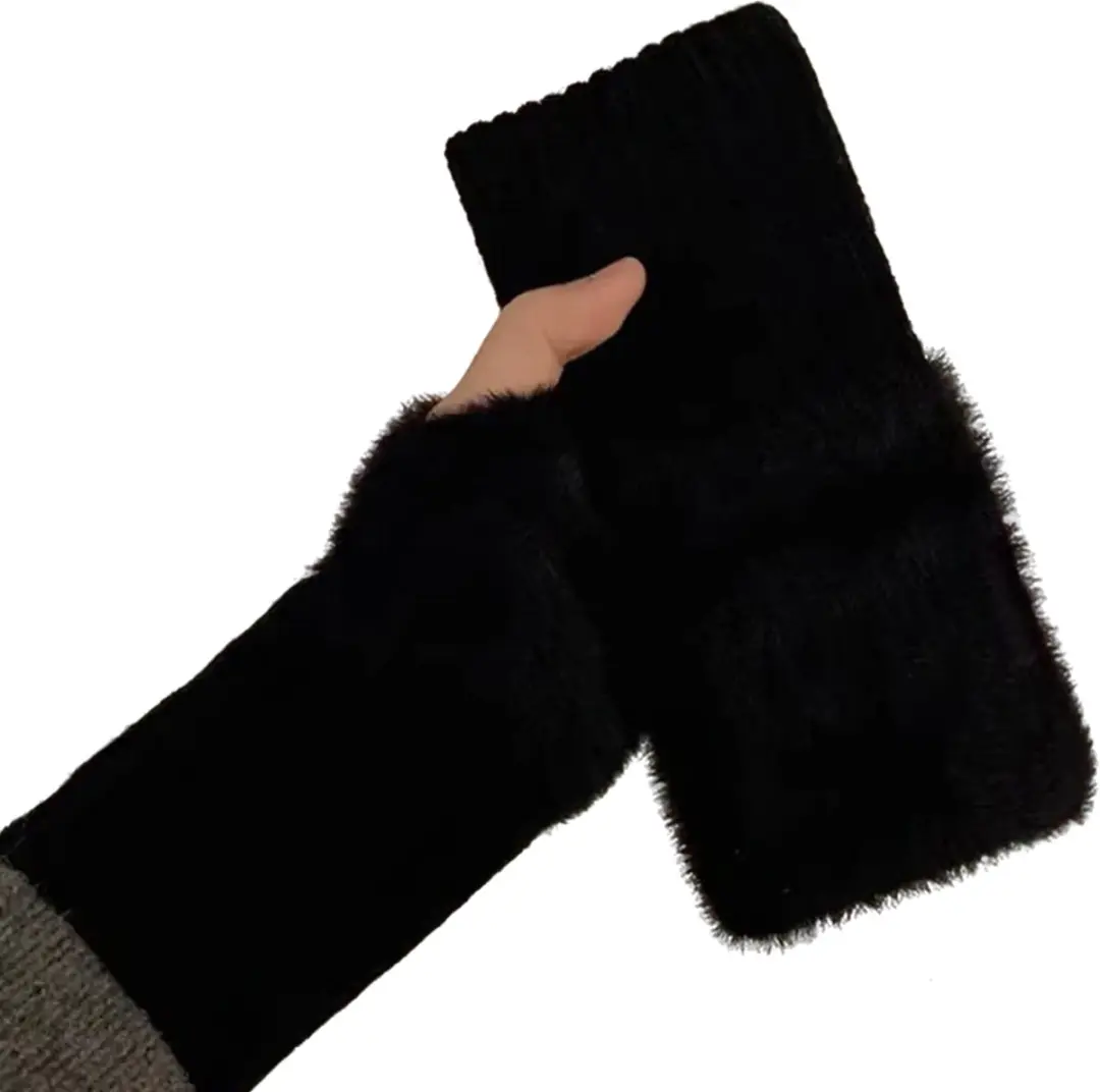RedParrot Fluffy Handwarmer Royal Handschoen - Zwart