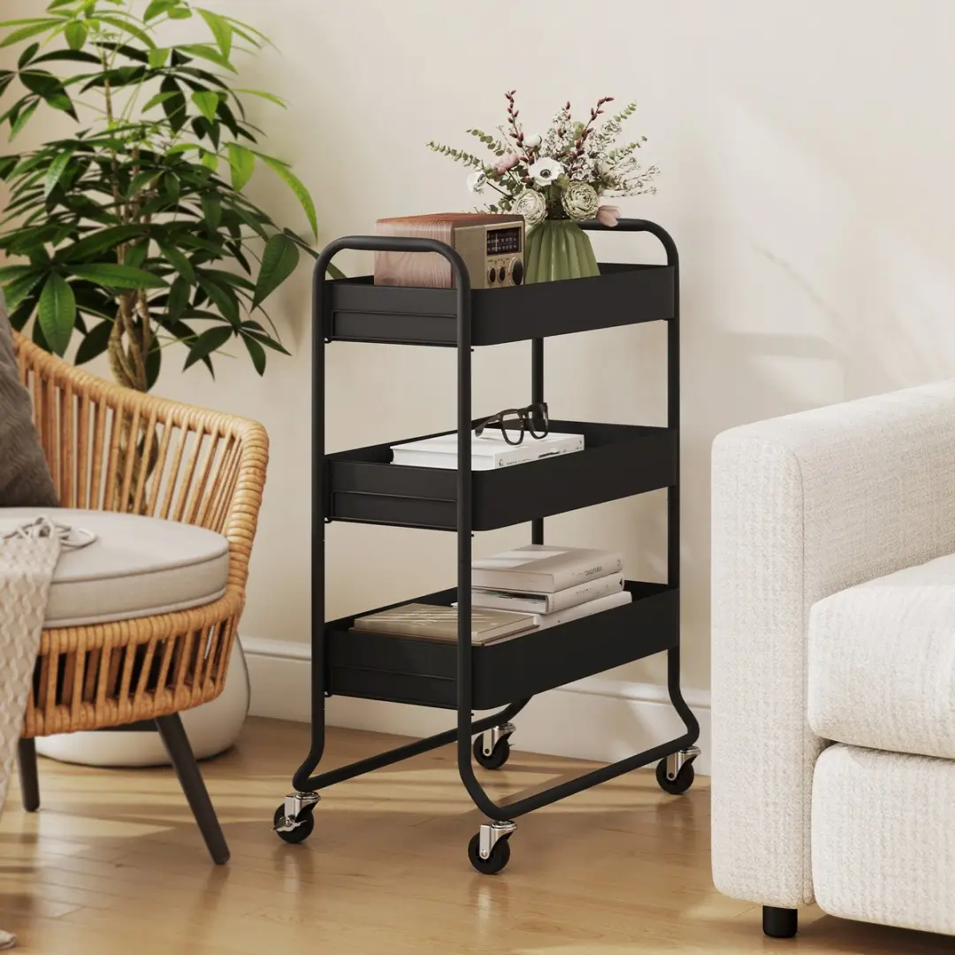 Homcom Kitchen Cart-Metaal-64,5L x 34B x 87H cm-Zwart