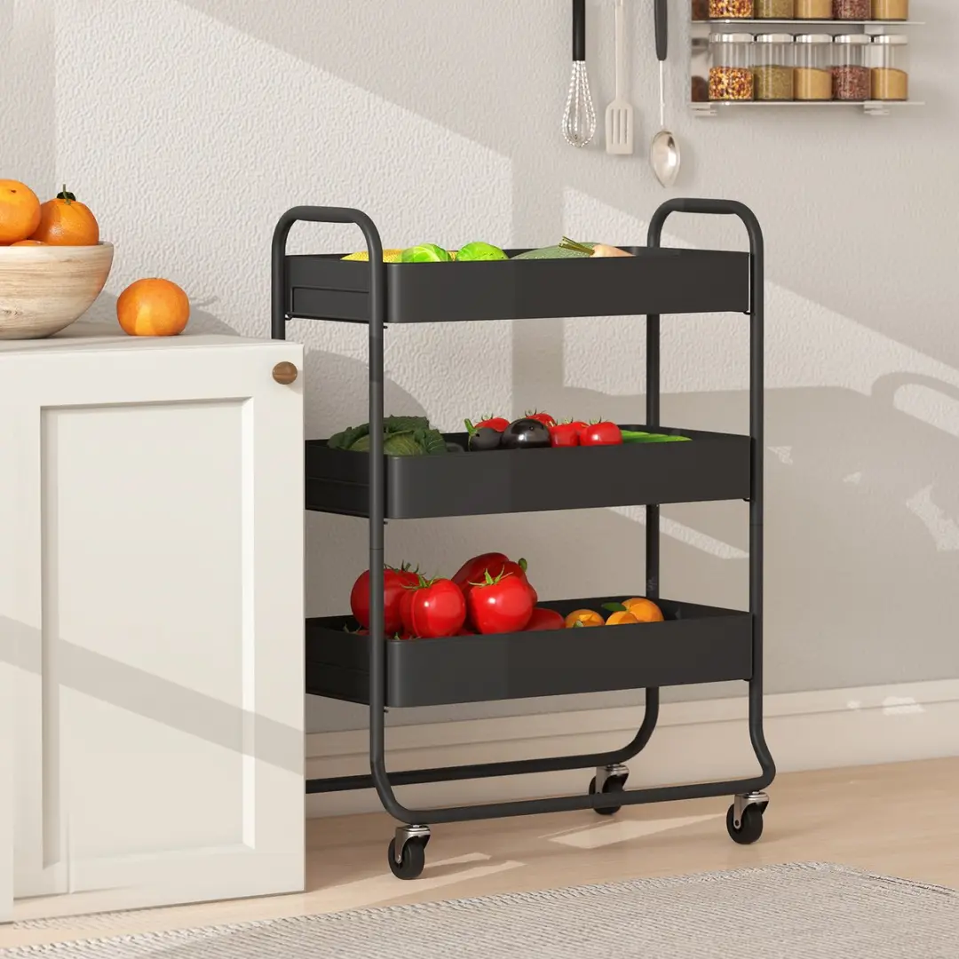 Homcom Kitchen Cart 801-427V00BK - 64,5L - Zwart - afbeelding 6 van 6
