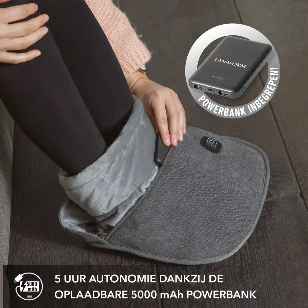 Lanaform Graphene Foot Warmer - Draadloos 10W - 5000mAh - Grijs