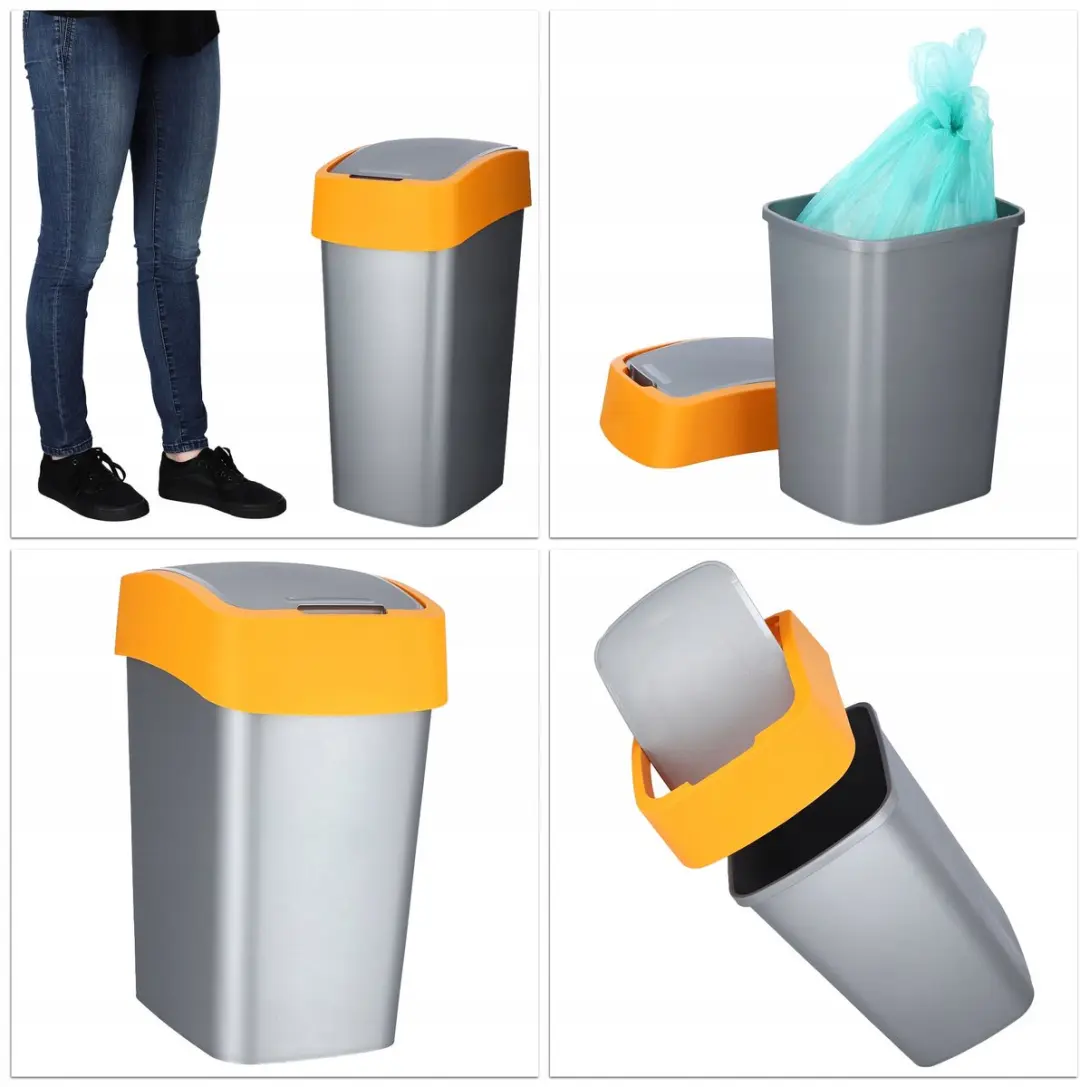 Curver Flip Bin 50L Afvalemmer - Oranje/Zilver