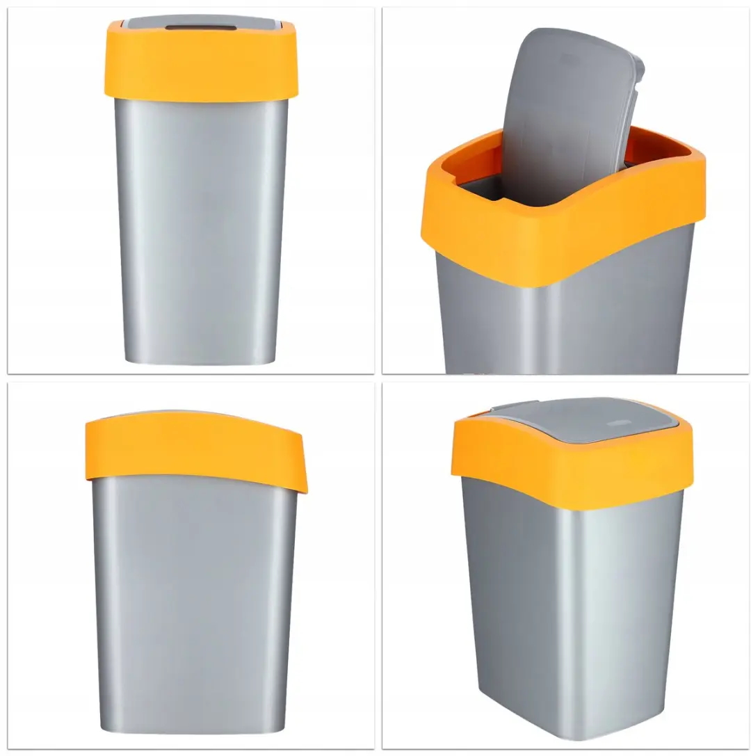 Curver Flip Bin 50L Afvalemmer - Oranje/Zilver