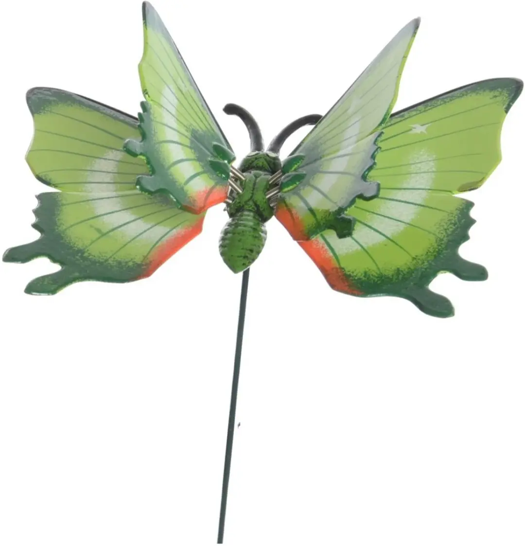 Decoris Tuinvlinder op Stok - Groen Metaal 17x60cm