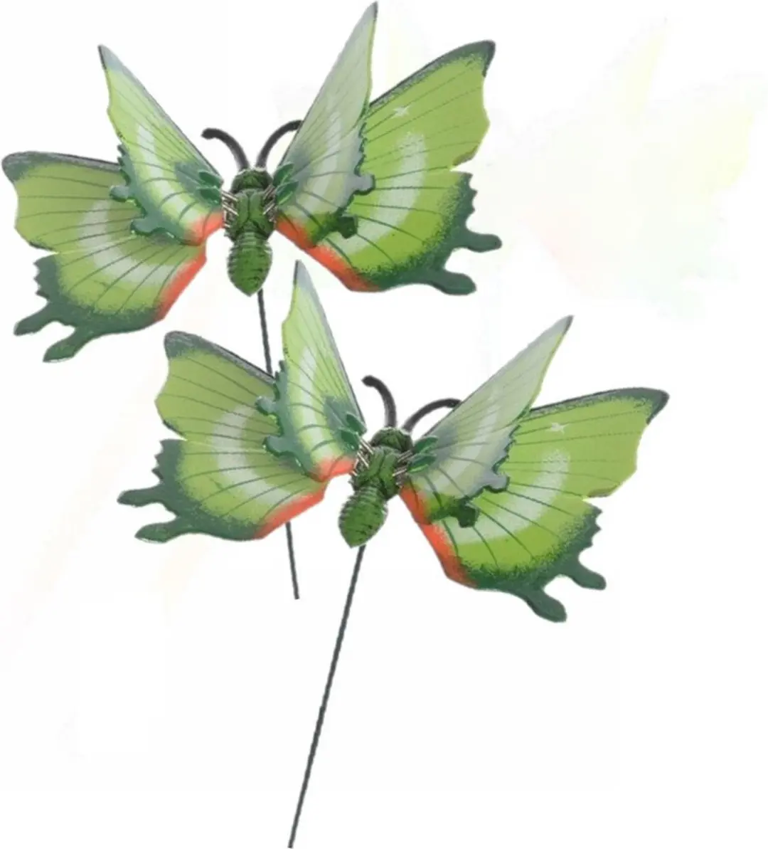 Decoris Tuinvlinder op Stok - Groen Metaal 17x60cm