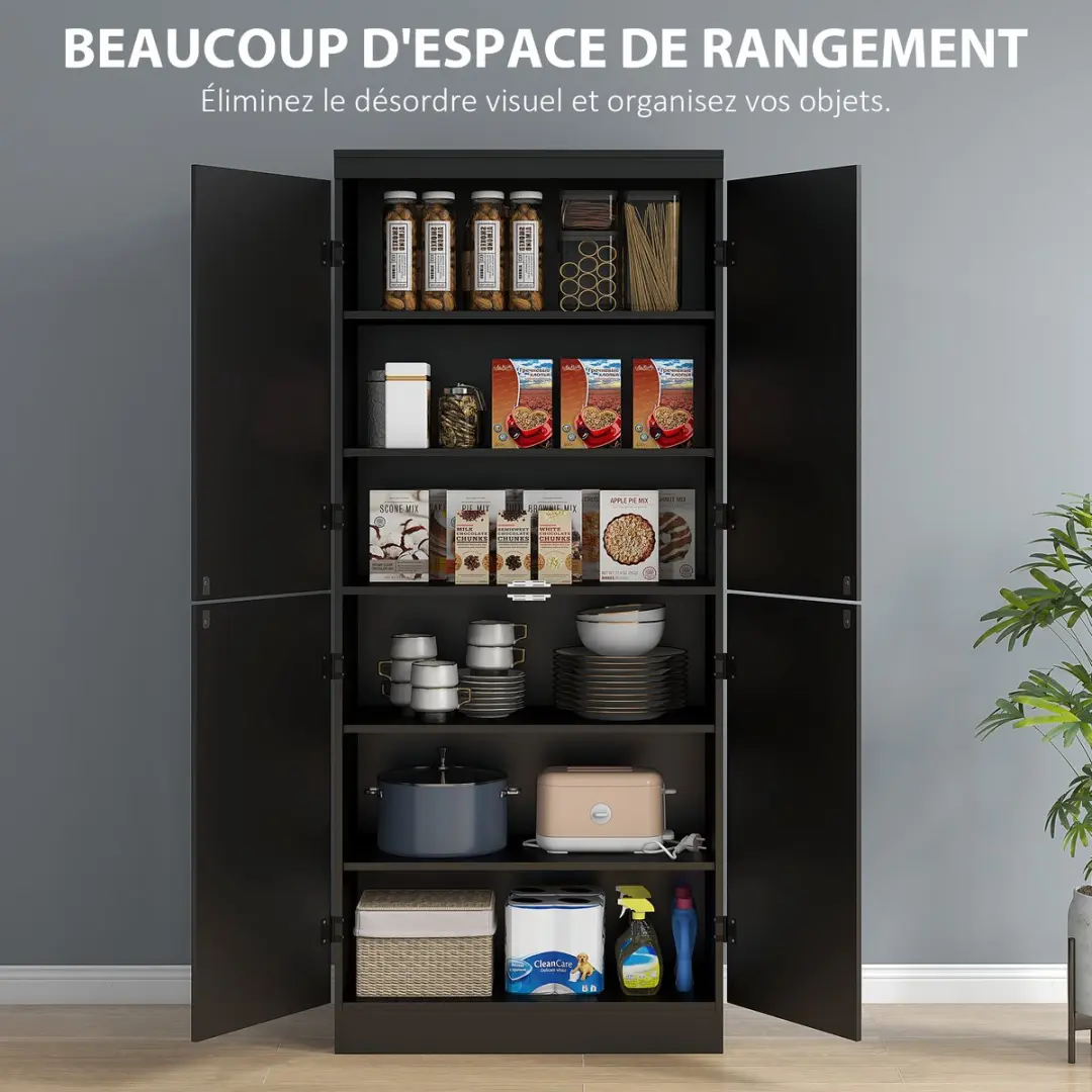 HOMCOM-Keukenkast-MDF-76x40x176,7cm-Zwart