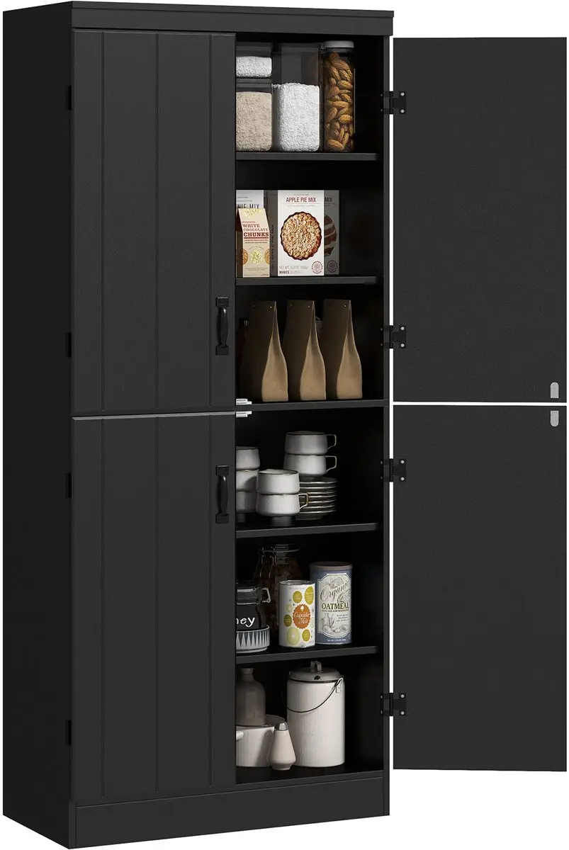 HOMCOM-Keukenkast-MDF-76x40x176,7cm-Zwart