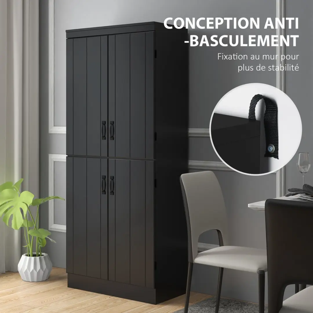 HOMCOM-Keukenkast-MDF-76x40x176,7cm-Zwart