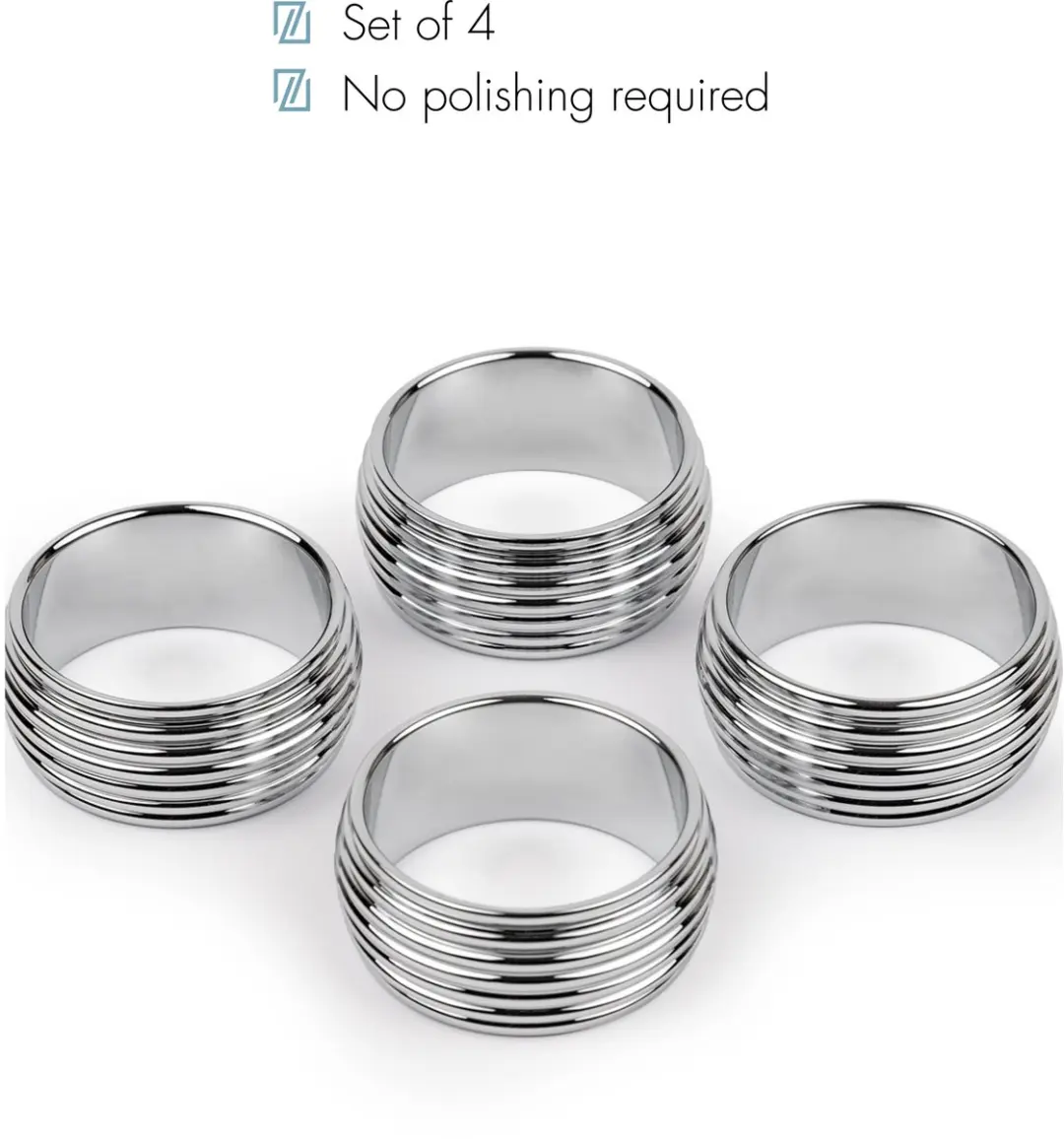 Zilverstad Elana Servetringen Set - 4 Stuks - Zilver - Ø5cm - afbeelding 6 van 6
