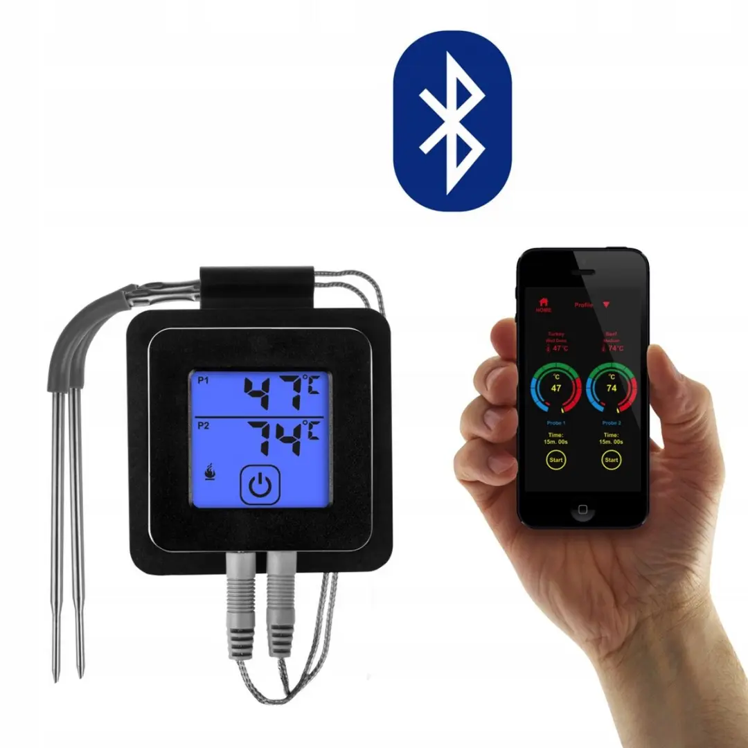 Browin Voedselthermometer Bluetooth Touchscreen -30°C tot +250°C - Zwart