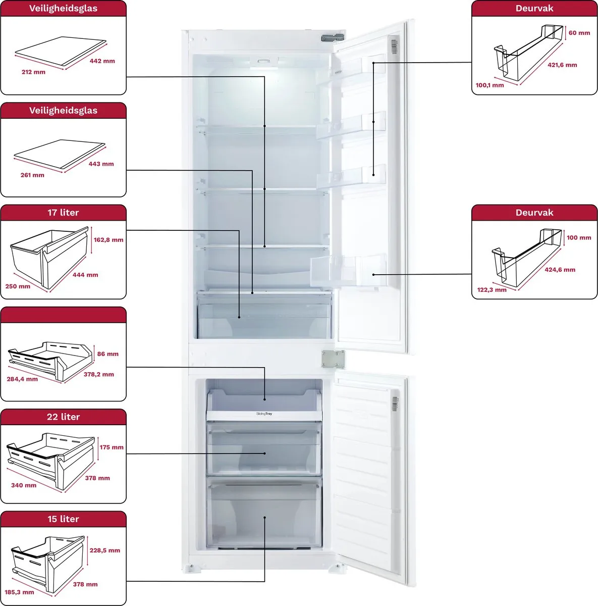 Inventum IKV1786S Inbouw Koel-Vriescombinatie 251L - Wit