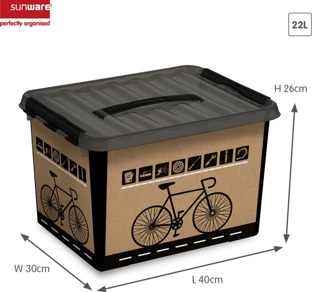 Sunware Q-line Fietsbox 22L - 40x30x26cm Zwart
