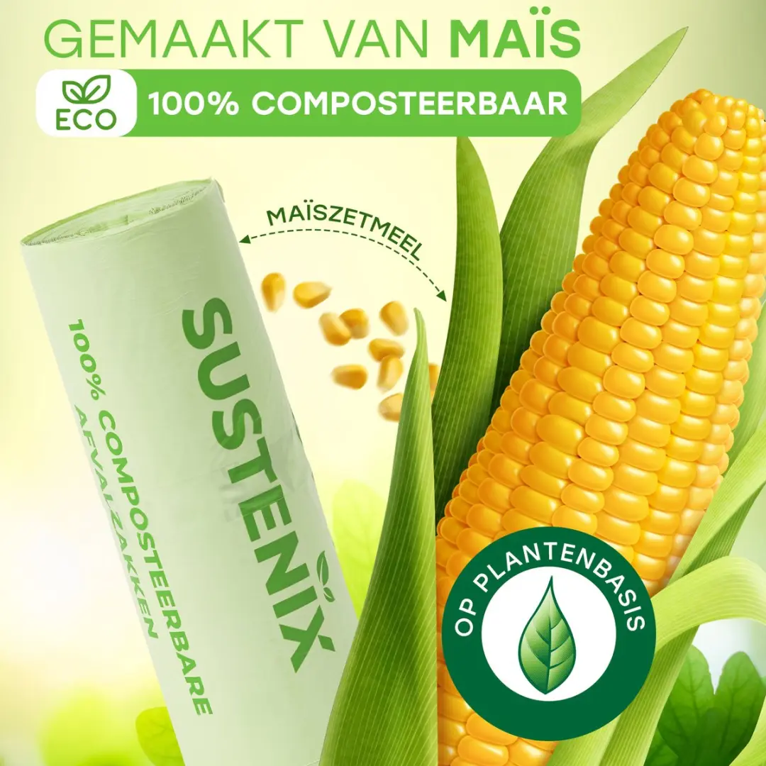 Sustenix Biozakken 20L GFT - 125 Stuks - Groen