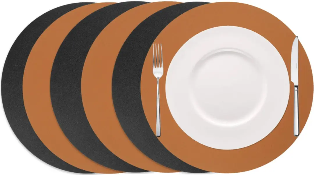 Cookinglife Placemats Lederlook Vegan Zwart/Cognac