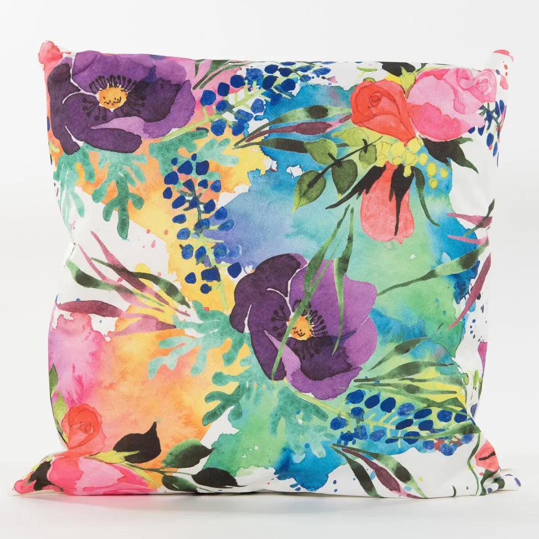 Anna's Collection Sierkussen Watercolor Bloemen 60x60cm - 2 Stuks - Paars