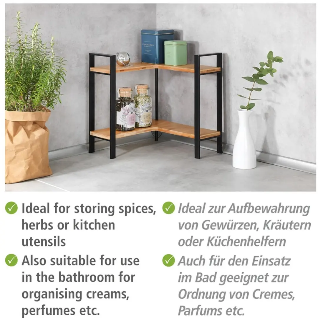 Wenko Keukenrek Lou Hoekmodel 30x33x30cm - 2 Niveaus - Mat Zwart