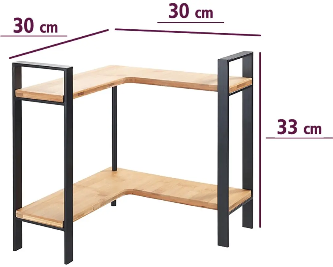 Wenko Keukenrek Lou Hoekmodel 30x33x30cm - 2 Niveaus - Mat Zwart