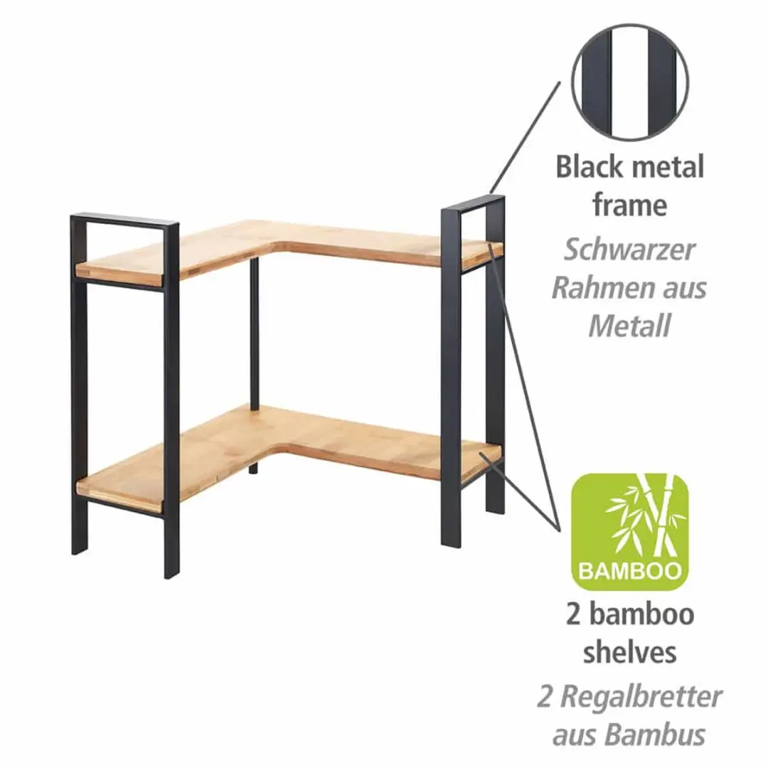 Wenko Keukenrek Lou Hoekmodel 30x33x30cm - 2 Niveaus - Mat Zwart