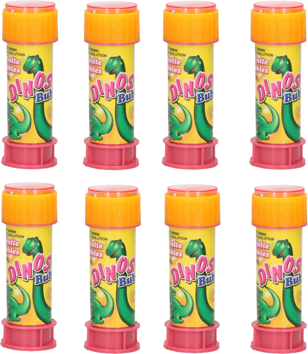 Dinosaurus dinosaurius thema bellenblaas flesjes - 8x - met bal spelletje in dop - 60 ml - voor kinderen