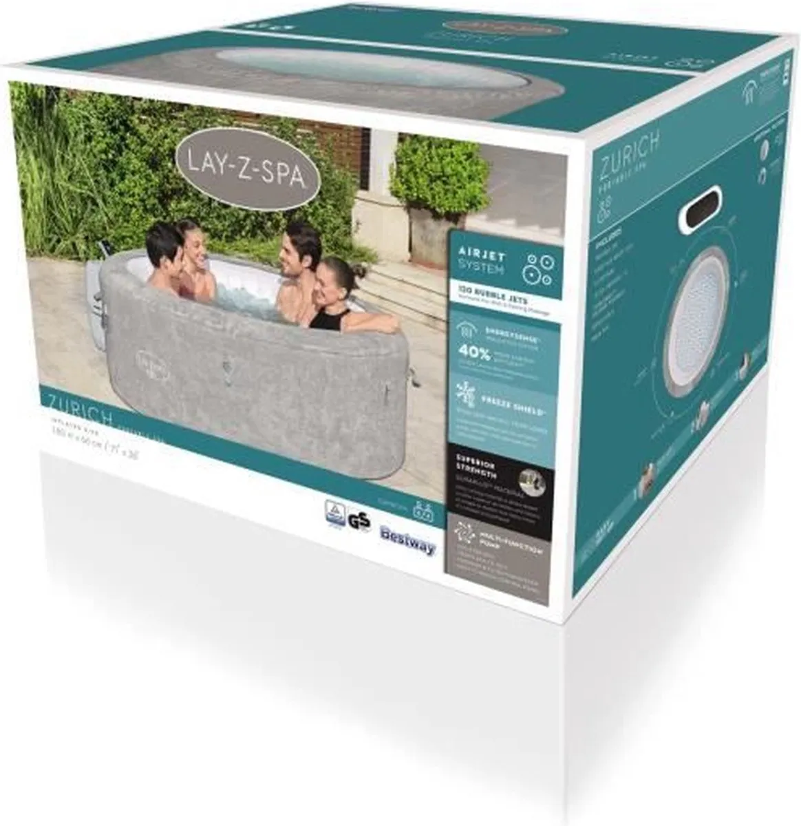 Bestway Lay-Z-Spa Zürich Opblaasbare Hot Tub 180x66cm - Grijs - afbeelding 3 van 3