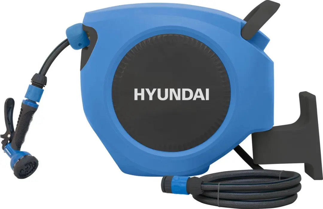 Hyundai Automatische Slanghaspel 20m - 12.5mm - 22m totaal - Zilver/Blauw/Zwart