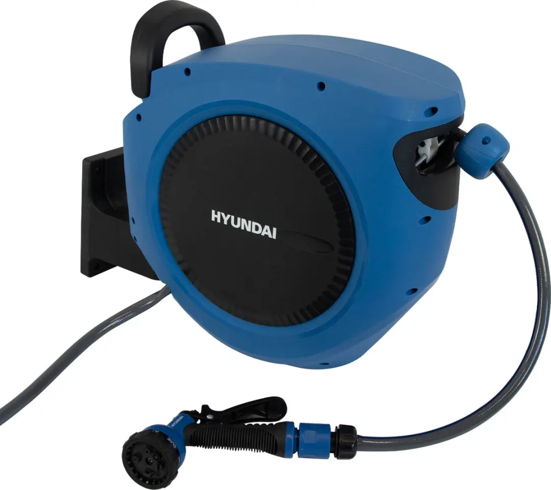 Hyundai Automatische Slanghaspel 20m - 12.5mm - 22m totaal - Zilver/Blauw/Zwart