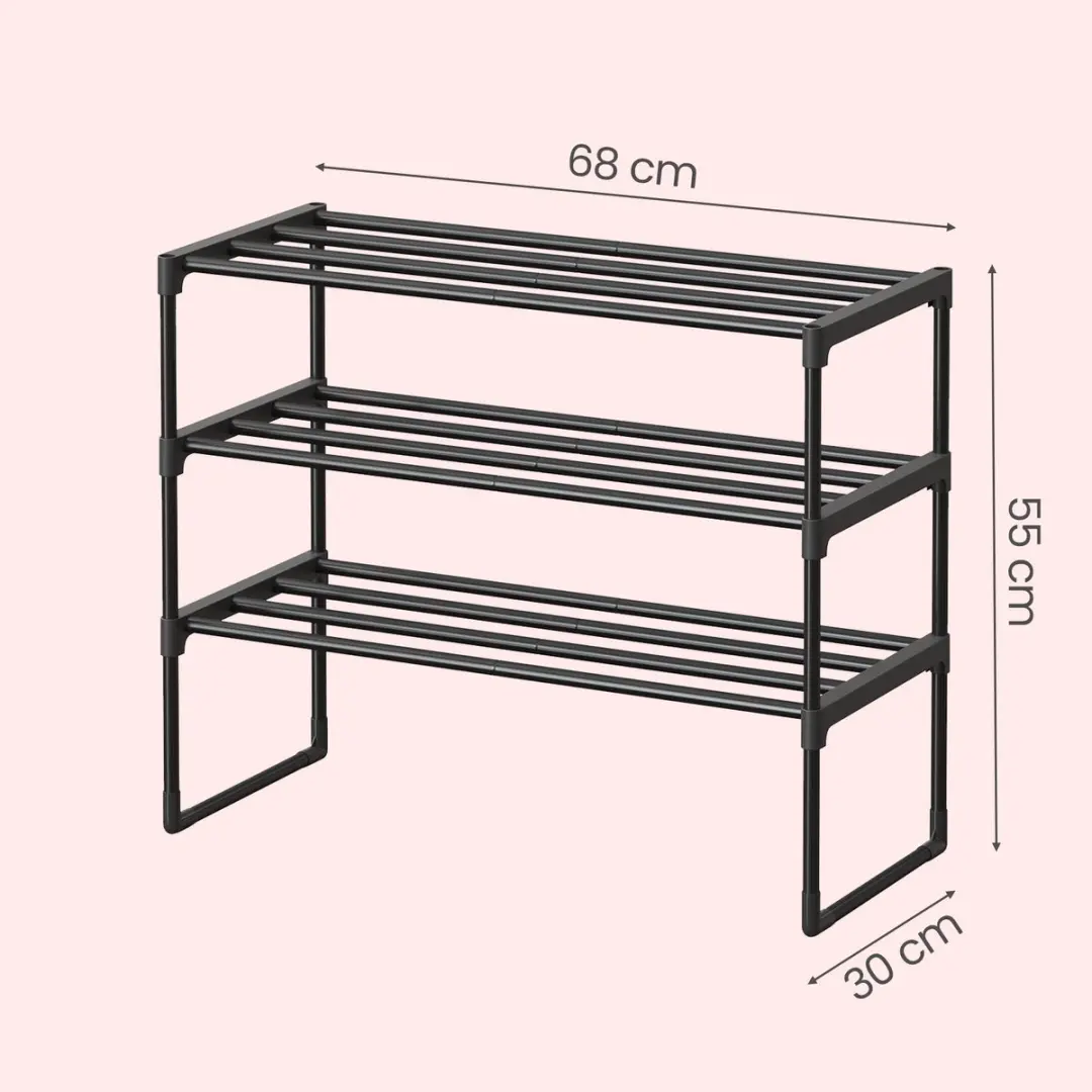 Songmics Schoenenrek 3 Lagen Zwart - 10 Paar - afbeelding 2 van 6