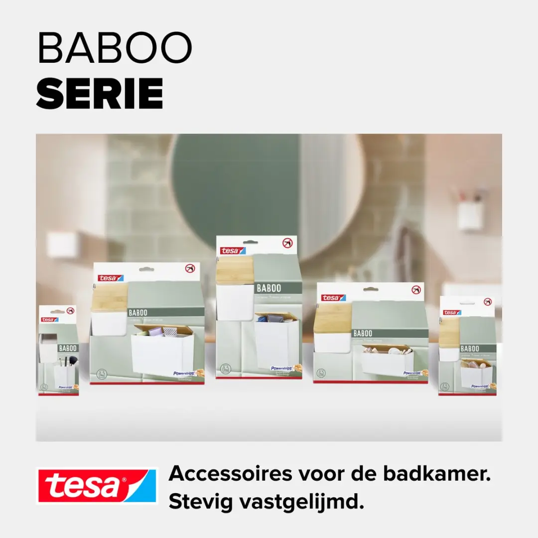 Tesa Baboo S Badkamerdoos - 1,37L - Bamboe deksel - Wit