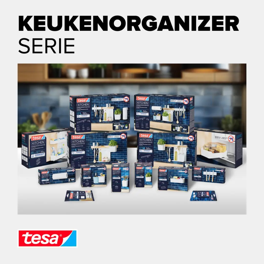 Tesa Uittrekbare Keukenlade Wit - 2x Rails + Plank - 5x Powerstrips - afbeelding 6 van 6
