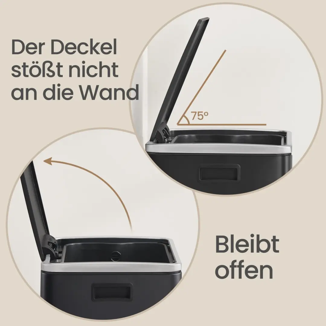 Songmics Prullenbak 50L - Zwart - Soft-close - afbeelding 6 van 6