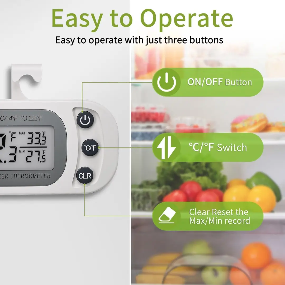 ECTEATOY Digitale Koelkastthermometer - 2 Stuks - Wit