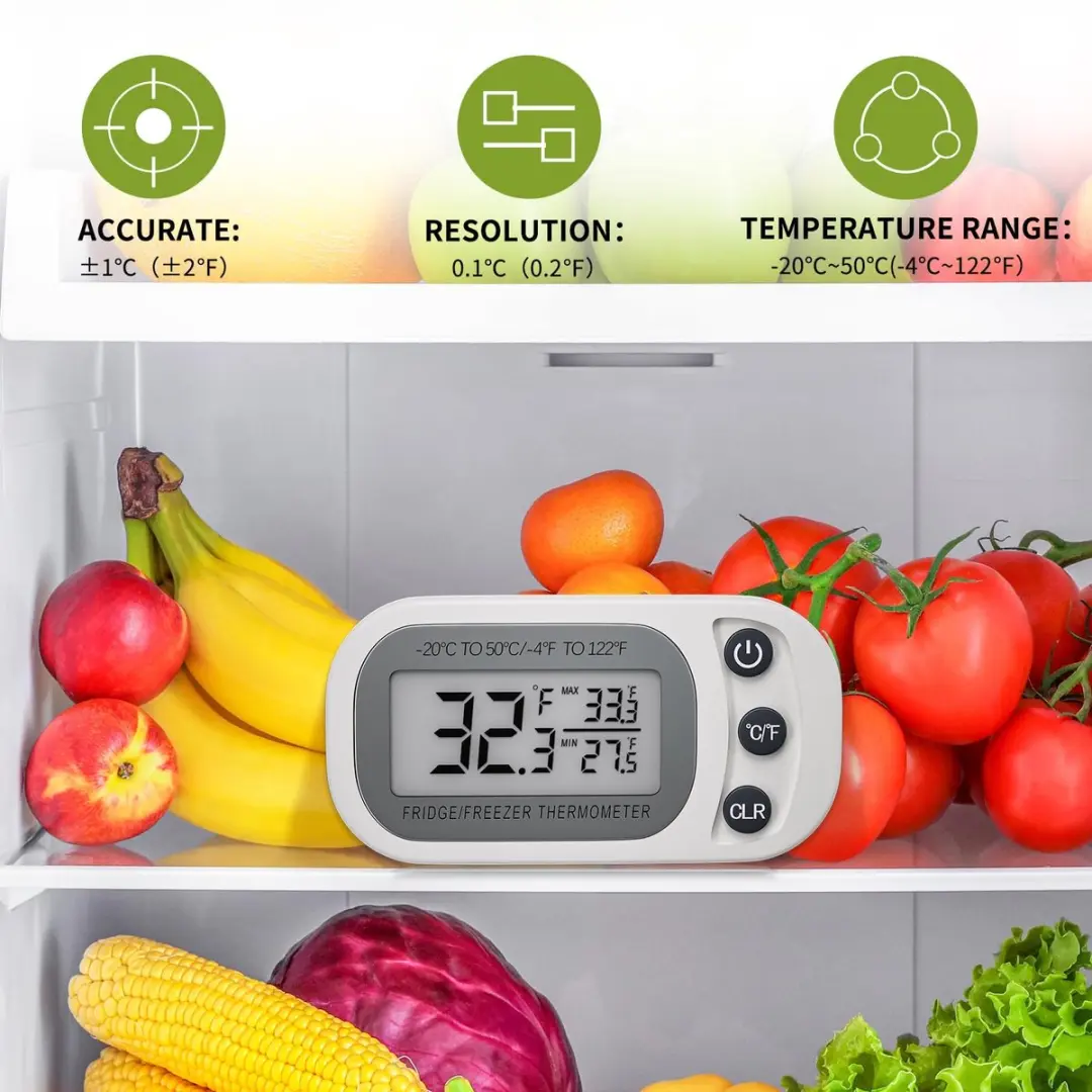ECTEATOY Digitale Koelkastthermometer - 2 Stuks - Wit