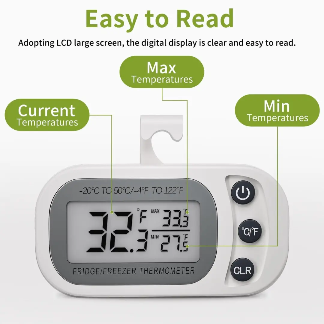 ECTEATOY Digitale Koelkastthermometer - 2 Stuks - Wit