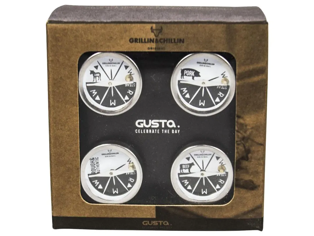 Gusta 03250140 Barbecue Thermometerset - 4-delig - Zilver