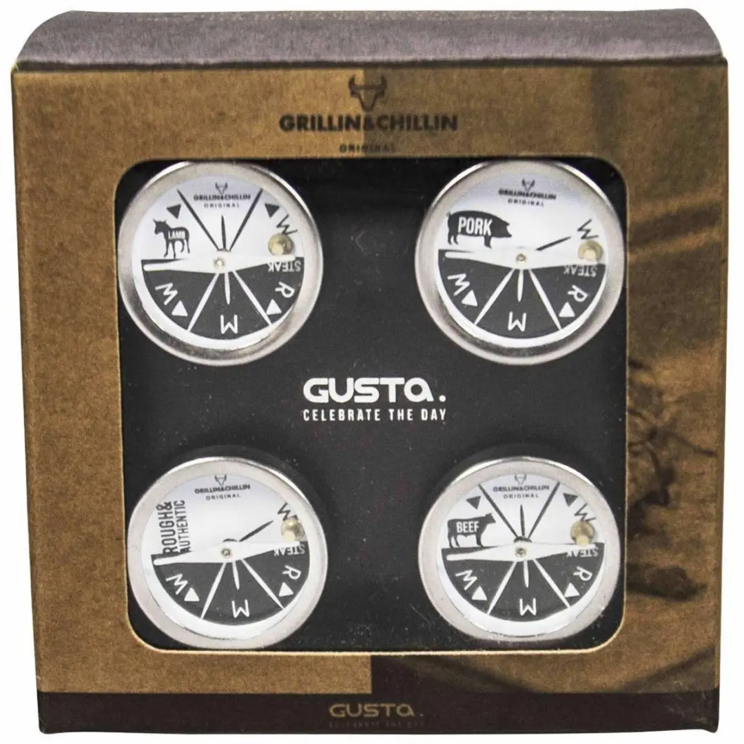 Gusta 03250140 Barbecue Thermometerset - 4-delig - Zilver