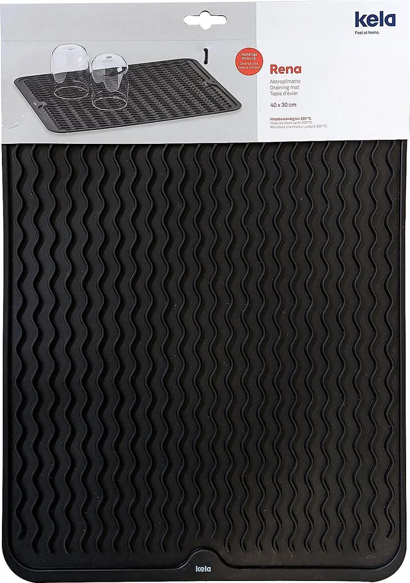 Kela Rena Afdruipmat Siliconen 40x30cm - Zwart