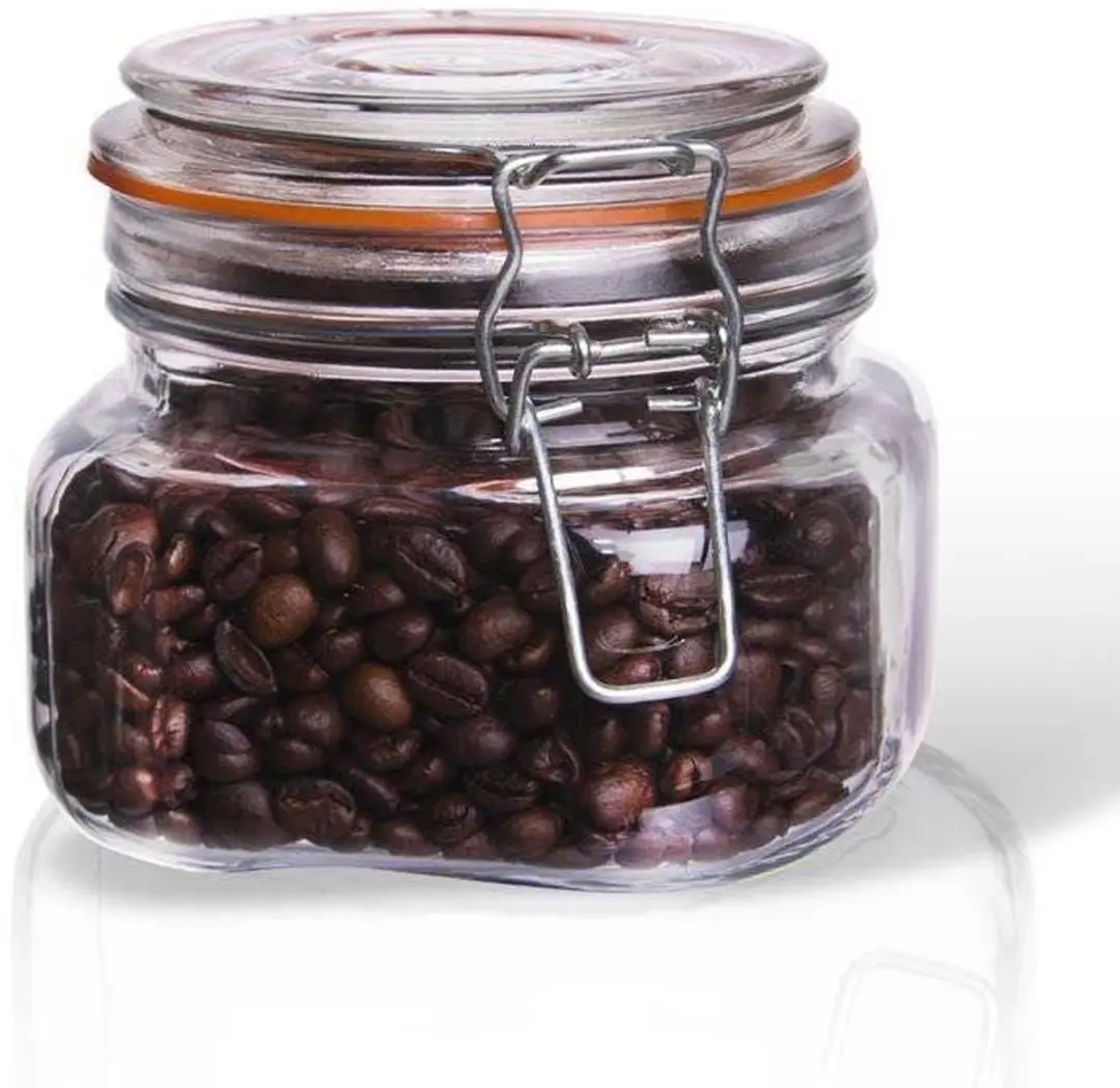 Orion Glazen Patentpot 500ml - Luchtdicht - Oranje/Transparant - afbeelding 2 van 3