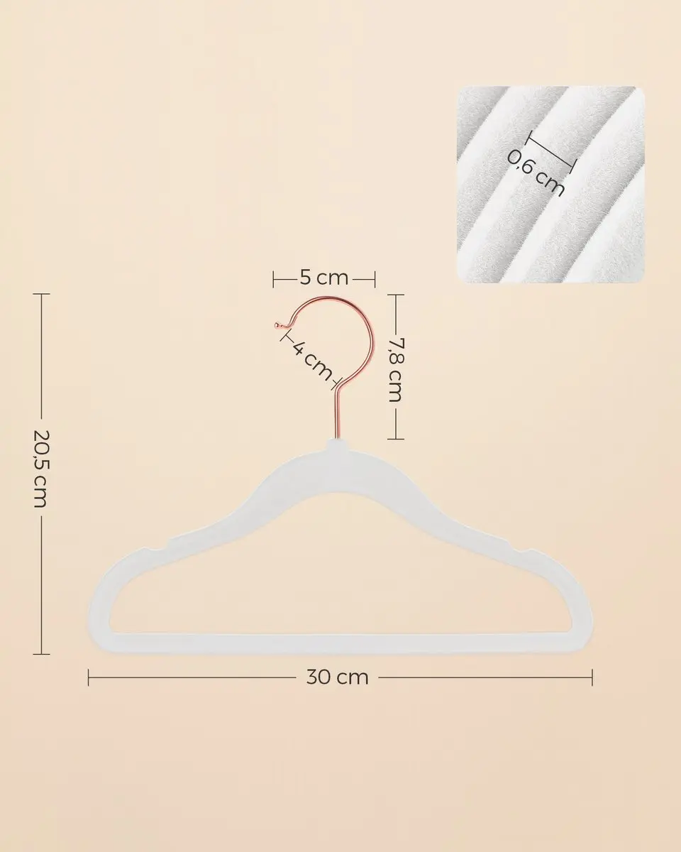 Songmics Kinderkleerhangers 50 Stuks - Fluweel - 360° Draaibare Haak